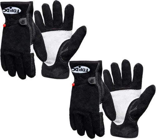 Miniatura 11 de TOPDC Guantes de trabajo de cuero para hombres o mujeres, guantes de cuero de piel de vaca para jardinería, soldadura TIG/MIG, motosierra, granja