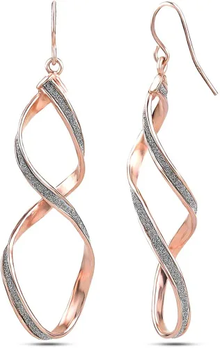 Miniatura 2 de LeCalla Aretes colgantes de plata de ley 925 ligeros y clásicos lineales para mujer