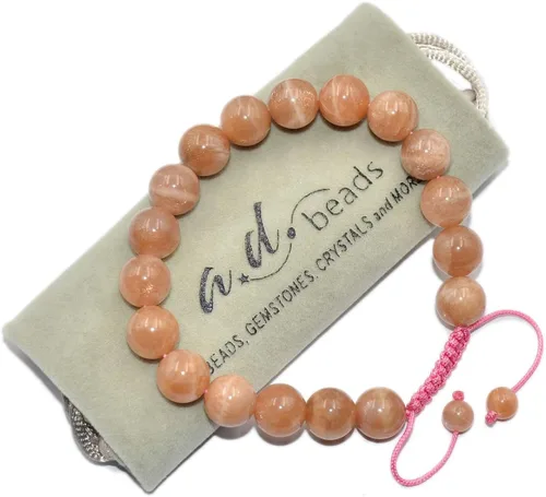 Miniatura 2 de AD Beads - Pulseras de gemas naturales de 0.39pulgadas, cristales de sanación, macramé ajustable de 7 a 9pulgadas