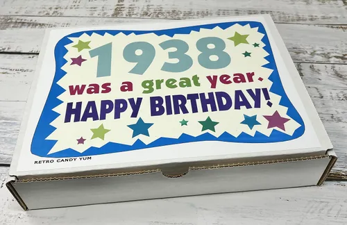 Miniatura 3 de RETRO CANDY YUM ~ Caja de regalo de cumpleaños número 88 de 1938, surtido de dulces retro de la infancia para hombre o mujer de 88 años nacida