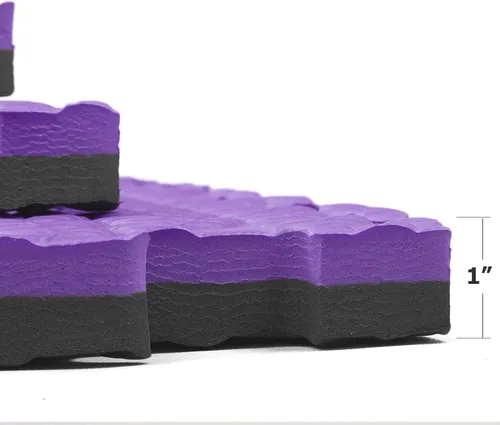 Miniatura 3 de Xspec Azulejos de espuma EVA reversible de 1 pulgada extra gruesa de 48 pies cuadrados (24 x 24 pulgadas), patrón de acero, 12 piezas, negro/morado