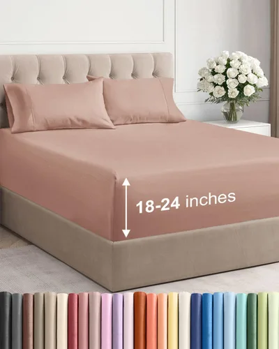 Miniatura 77 de Sábanas King divididas con bolsillos extra profundos, sábanas transpirables y refrescantes de 5 piezas, sábanas de lujo para hotel, suaves, sin 22