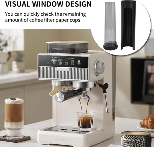 Miniatura 8 de Soporte de filtro de café, contenedor de filtro de ventana visual montado en la pared, contenedor de papel de café para verter sobre el soporte