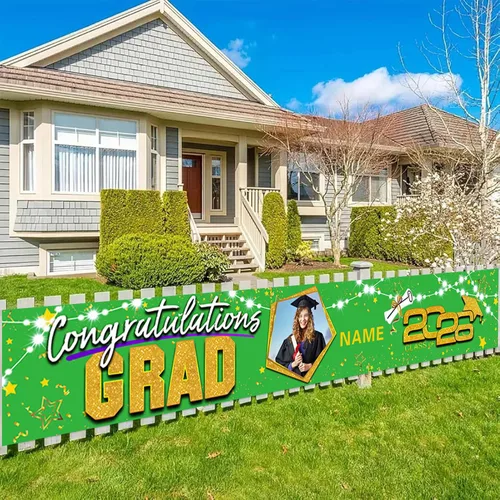 Miniatura 41 de Decoraciones personalizadas para fiestas de graduación 2026 – Cartel de felicitación de graduación grande – Cartel de fondo de graduación