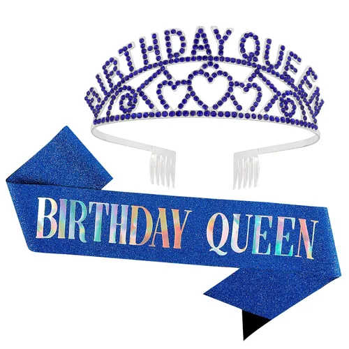 Miniatura 18 de Banda y Corona de Reina de Cumpleaños, Telas Plástico