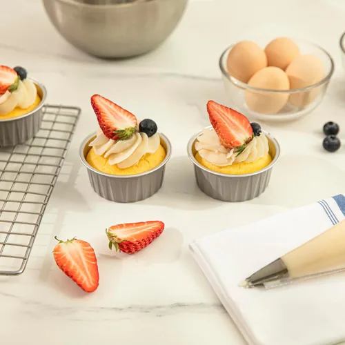 Miniatura 11 de Restaurantware Ramekins desechables de 4 onzas, 100 vasos desechables redondos de crema brulee, aptos para horno para magdalenas y magdalenas, tazas