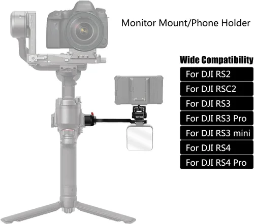 Miniatura 2 de Soporte para teléfono RS4 de aleación de aluminio, mango de extensión RS3, soporte para monitor con soporte de teléfono de 1/4 pulgadas, zapata fría