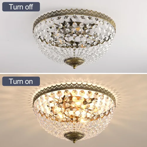 Miniatura 7 de Candelabro de 3 luces estilo Imperio Francés con cristal K9, iluminación con montaje empotrado para techo, lámpara antigua para comedor, entrada