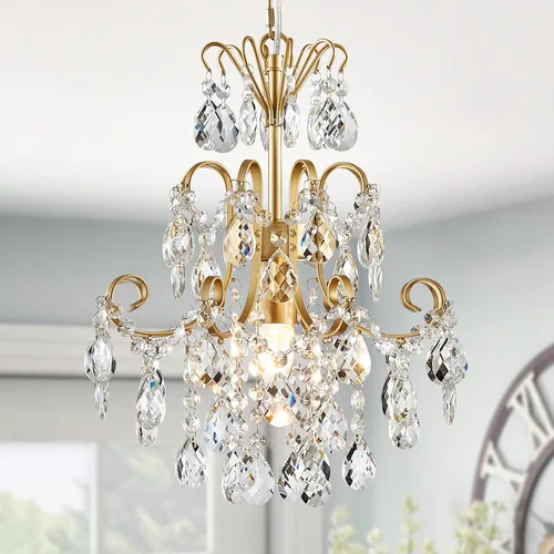 Miniatura 35 de WUZUPS Candelabro colgante de cristal con 5 luces, lámpara de techo moderna para dormitorio, pasillo, bar, cocina, baño, 20.3 pulgadas de alto