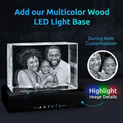 Miniatura 2 de ArtPix - Foto de cristal 3D, regalos personalizados para papá, mujeres, esposa, abuelo, gran regalo personalizado con tu propia foto, grabado en 3D