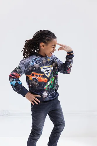 Miniatura 2 de Monster Jam Sudadera con capucha de forro polar para niños pequeños a grandes Grave Digger El Toro Loco Megalodon