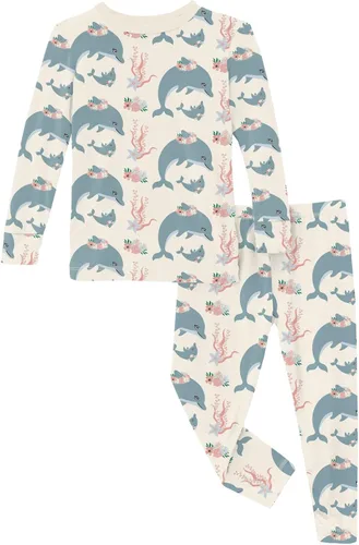 Miniatura 115 de KicKee Pants Conjunto de pijama de manga larga con estampado de piezas