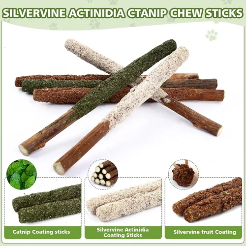 Miniatura 4 de WOUSEDO Juguetes masticables de zacate gatera para gatos, paquete de 24 juguetes para gatos con palos de Silvervine, bolas de jaula de Silvervine