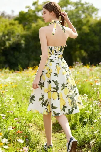 Miniatura 3 de Topdress - Vestido Audrey clásico de cóctel para mujer, estilo retro de los años 1950, diseño con lunares y cuello halter