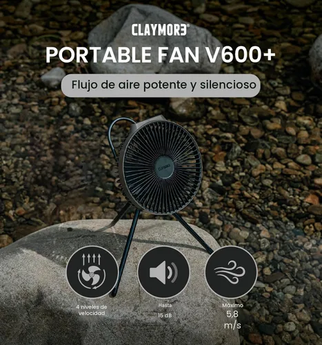 Miniatura 2 de Claymore V600+ Ventilador portátil recargable gris cálido – Batería de 7,800 mAh, circulador de aire BLDC ultra silencioso de 4 velocidades