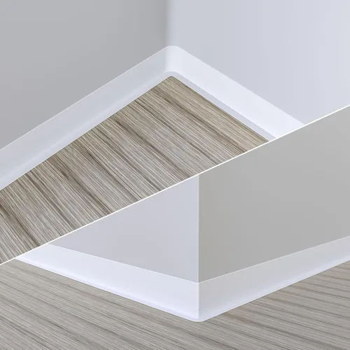 Miniatura 7 de Duzzy Moldura flexible para zócalo, 5 pulgadas de ancho x 60 pies de largo, moldura de goma para despegar y pegar, base de pared de vinilo Blanco