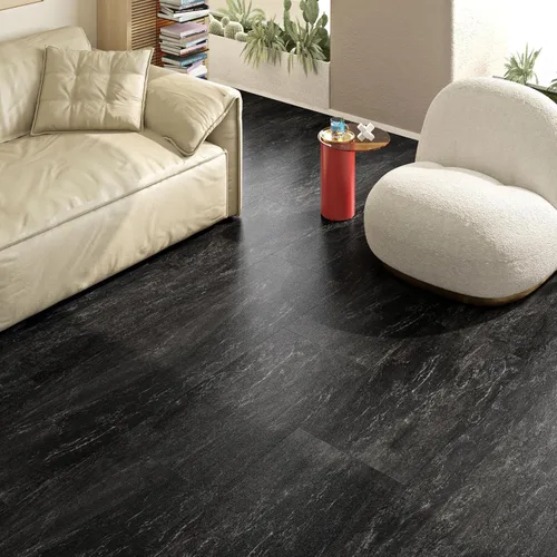 Miniatura 6 de FunStick – Azulejos de despegar y pegar de mármol de 12"x24", azulejos negros y grises, para pegar en el suelo, vinilo impermeable y removible