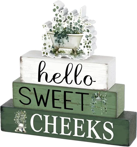 Miniatura 22 de Cinnvoice 4 piezas de decoración de baño de gato negro, decoración de baño de granja Hello Sweet Cheeks, centro de mesa, regalo para Navidad, San