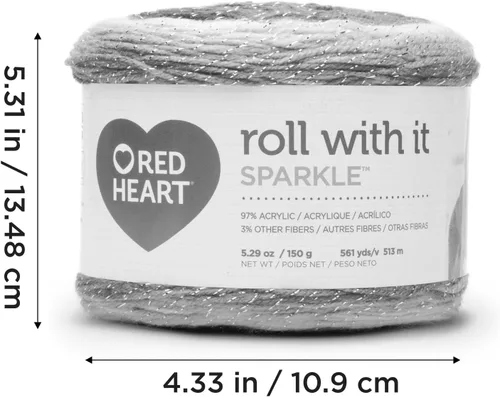 Miniatura 10 de Red Heart Roll with It Sparkle - Hilo de amatista – Paquete de 3 unidades de 5.29 oz/5.3 onzas, mezcla acrílica, 4 medianos (peinado), 561 yardas