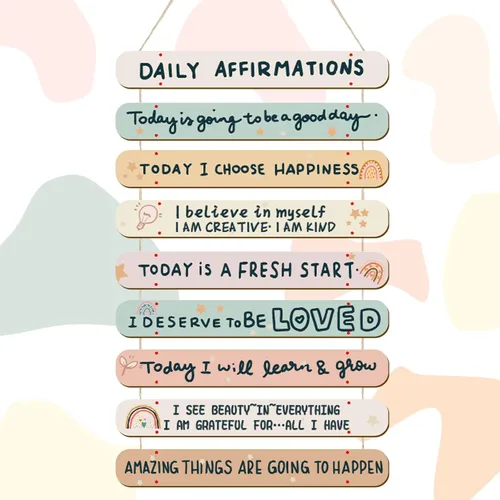 Miniatura 8 de Gerrii Afirmaciones positivas - Decoración de pared de madera inspiradora, arte de pared de conciencia mental, arte motivacional para colgar, citas