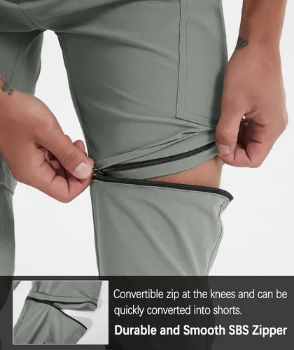 Miniatura 21 de Pantalones de senderismo para hombre, convertibles, con cremallera, ligeros, impermeables, de secado rápido, pesca al aire libre, viajes, safari