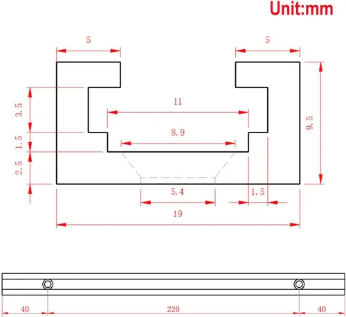 Miniatura 3 de 4 piezas de 11.811 in/12 pulgadas de aluminio deslizantes con tornillos perfil de doble corte universal con agujeros de montaje preperforados
