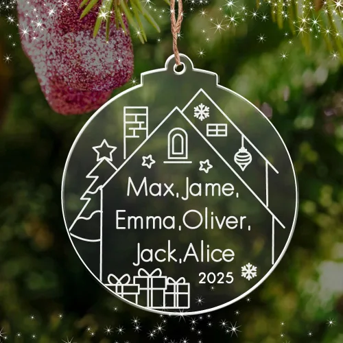 Miniatura 6 de Adornos personalizados para árbol de Navidad, decoración de Navidad personalizada para el nuevo hogar, nombres grabados de miembros de la familia