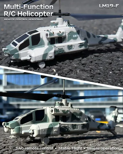 Miniatura 2 de Helicóptero RC con 10 misiles, helicóptero de control remoto LM19-F de 2.4 GHz, helicóptero militar para niños, luces LED, retención de altitud
