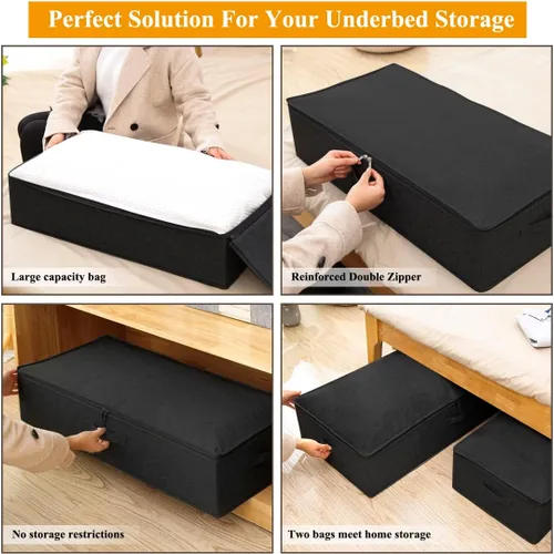 Miniatura 9 de Contenedor de almacenamiento para debajo de la cama, paquete de 3 bolsas de almacenamiento debajo de la cama con tapa, organizador de almacenamiento