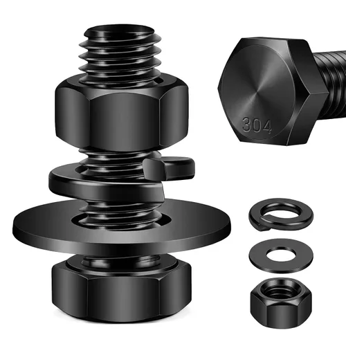 Miniatura 8 de Mellewell Pernos de cabeza hexagonal de 1/2-13 x 1-1/2 pulgadas con tuercas hexagonales y arandelas planas gruesas y de seguridad, totalmente