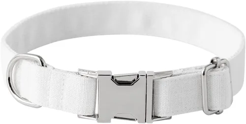 Miniatura 4 de Collar único de boda para perro, collar de algodón blanco con hebilla de metal ajustable, adecuado para perros pequeños (boda S)