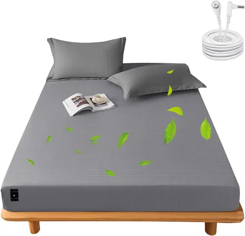 Miniatura 10 de Grounding Sheets - Sábana bajera ajustable de 39 x 75 x 15 pulgadas, 10% fibra plateada pura, sábanas de cama con tierra para mejorar el sueño