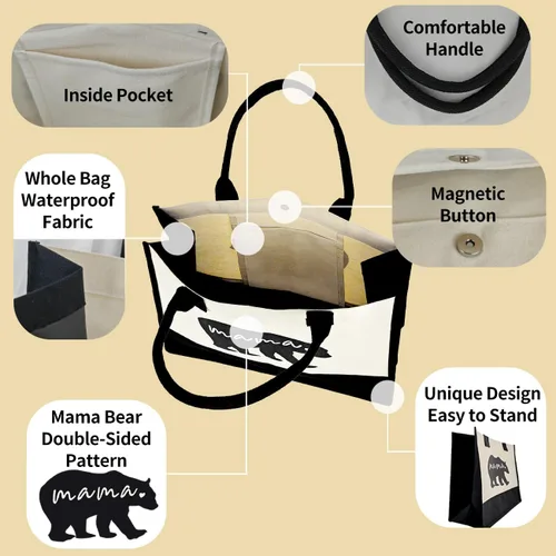 Miniatura 7 de Mothers Day Gifts for New Mom Pregnancy Gifts Tote Bags for Women Mommy Mama Tote Bag for Hospital Shopping Birthday