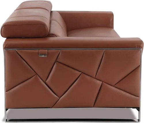 Miniatura 5 de BlackJack Furniture Gianni - Juego de cuero italiano de grano superior con reposacabezas ajustables de 9 posiciones, patrón geométrico Camello