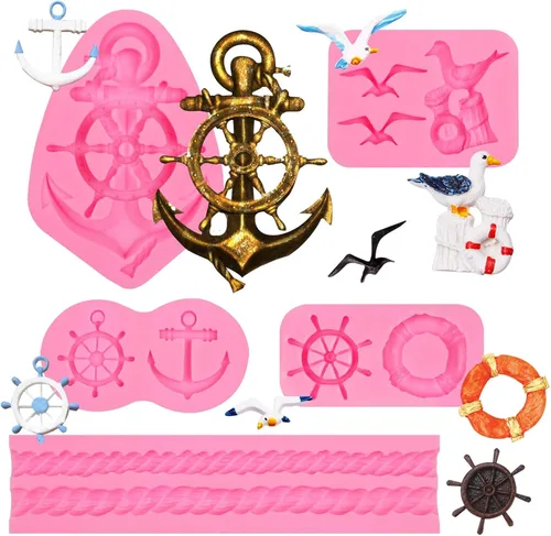 Miniatura 11 de Moldes de silicona de arcilla de sirena, 4 paquetes de diferentes temas de baile, moldes de chocolate de sirena para galletas, decoración de 4