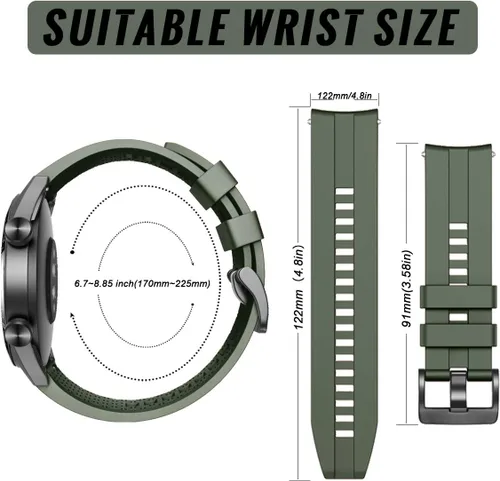 Miniatura 5 de NotoCity Para Samsung Galaxy Watch 1.811 in/Galaxy Watch 3 1.772 in/Huawei GT/Huawei GT 2 (1.811 in) Correa de reloj, correas de silicona de 0.866