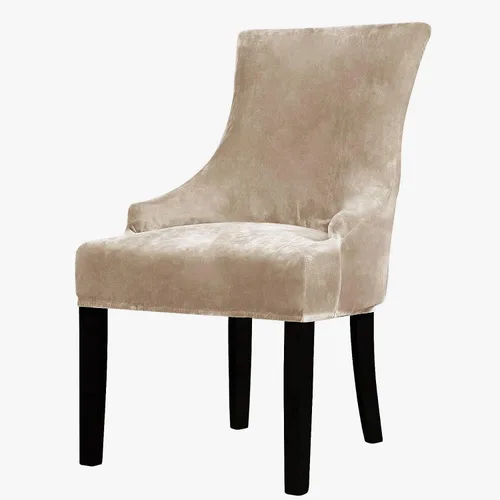 Miniatura 47 de Lellen Funda elástica de terciopelo para silla con respaldo de ala, funda protectora reutilizable para comedor, banquete, decoración del hogar, etc.
