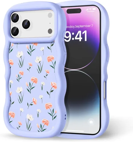 Miniatura 20 de Compatible con iPhone SE/8/7 Funda para Mujeres y Niñas, Marco Ondulado Rizado con Patrón Lindo, Estética Delgada Suave Silicona TPU Parachoques