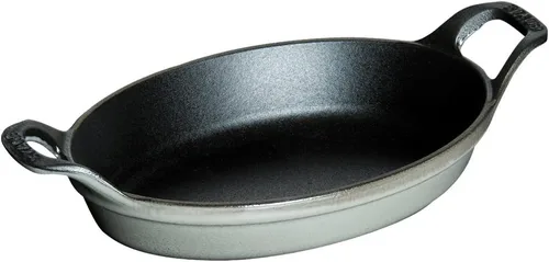 Miniatura 5 de Staub Plato ovalado para hornear de hierro fundido de 12.5 x 9 pulgadas, negro mate, fabricado en Francia