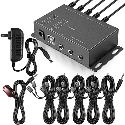Sistema de Repetidor Infrarrojo Kit de Repetidor IR Control Hasta 10 Dispositivos Sistema IR Oculto Kit de Extensor de Control Remoto Infrarrojo