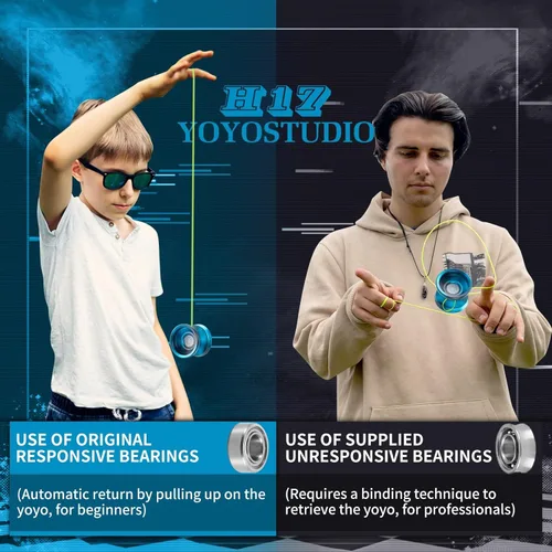 Miniatura 4 de YOYOSTUDIO Yoyo Profesional Responsivo Yoyo H17, Yoyos de Metal de Doble Propósito para Niños Principiantes, Rodamiento Yo Yo No Responsivo