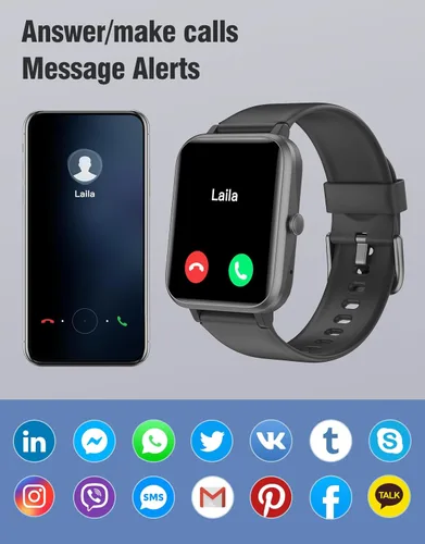 Miniatura 3 de Reloj inteligente de 1.85 pulgadas para teléfonos iPhone/Android, monitor de frecuencia cardíaca/sueño, podómetro, resistente al agua, IP68