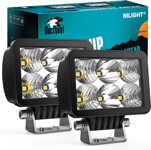Miniatura 13 de Nilight - Juego de 2 focos LED para motocicleta de 2 pulgadas y 20 W, haz focalizado cuadrado, luz de trabajo mini para conducción, incorporada EMC