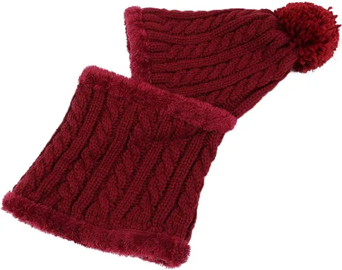 Miniatura 6 de HUAMULAN Gorro de invierno para mujer, de una pieza, con forro polar, pasamontañas, conjunto de máscara de pasamontañas, bufanda de cuello