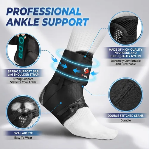 Miniatura 8 de Gviipk Tobillera para esguince de tobillo, soporte de tobillo rápido con cordones para mujeres y hombres, soporte de pie para alivio de fascitis