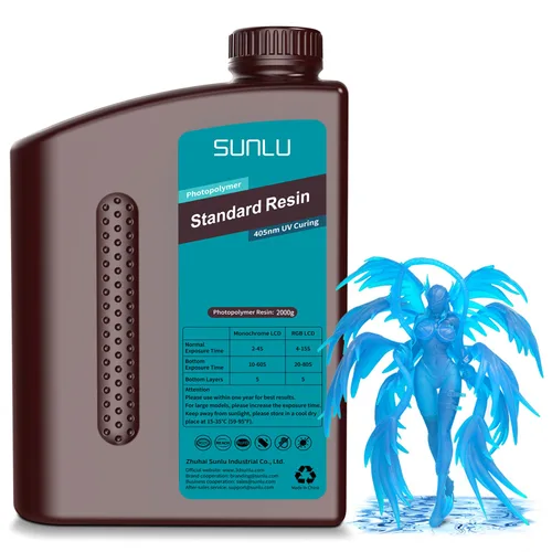 Miniatura 16 de SUNLU Resina para impresora 3D, 1kg de curado rápido, resina estándar 3D para impresoras 3D LCD DLP SLA, curado UV de 395-405nm, resina líquida