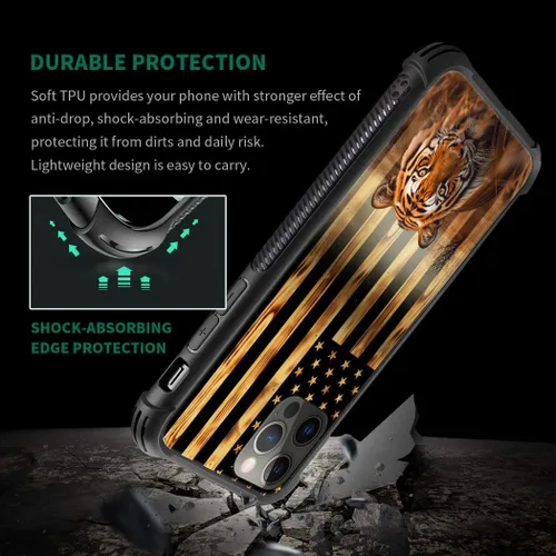 Miniatura 34 de DAIZAG Compatible con iPhone 13 Pro Max, Funda de TPU Protectora Anti-Arañazos Todo En Uno, Fundas para Hombre Mujer - Motivo de Madera Americana