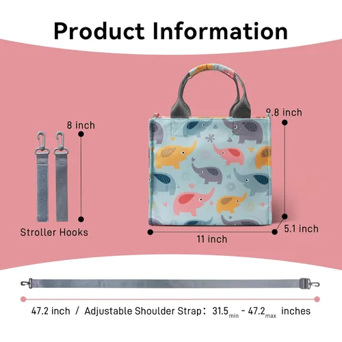 Miniatura 3 de Bolso pequeño impermeable para pañales, bolso de mano, bolso de viaje mini, bolso multifunción para bebé, bolso cruzado de mano (Elefante Azul)
