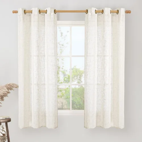 Miniatura 95 de LAMIT Cortinas de lino sintético para dormitorio, paneles filtrantes de luz, cortinas de lino con protección de privacidad con ojales para ventanas