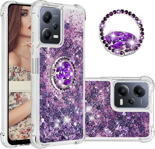CCSmall Funda brillante transparente brillante con purpurina para Xiaomi Redmi Note 12 5G (no 4G), cubierta de arena movediza líquida fluida con